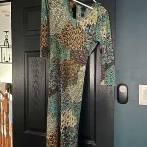 Stretchy floor length back cut out dress